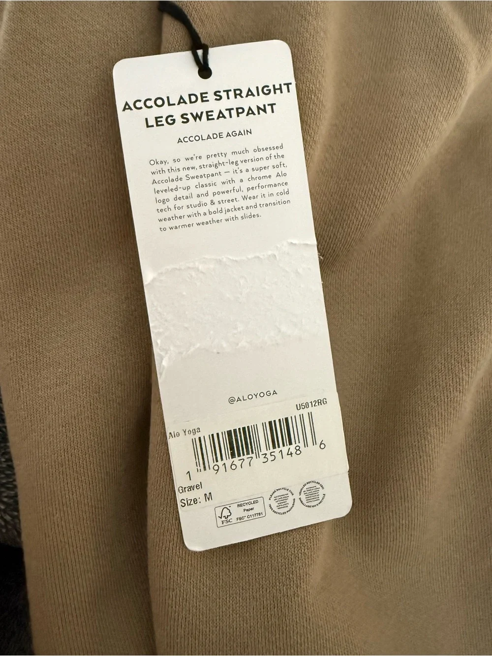 Alo yoga Accolade Straight Leg Sweatpant nwt size medium - Picture 3 of 3